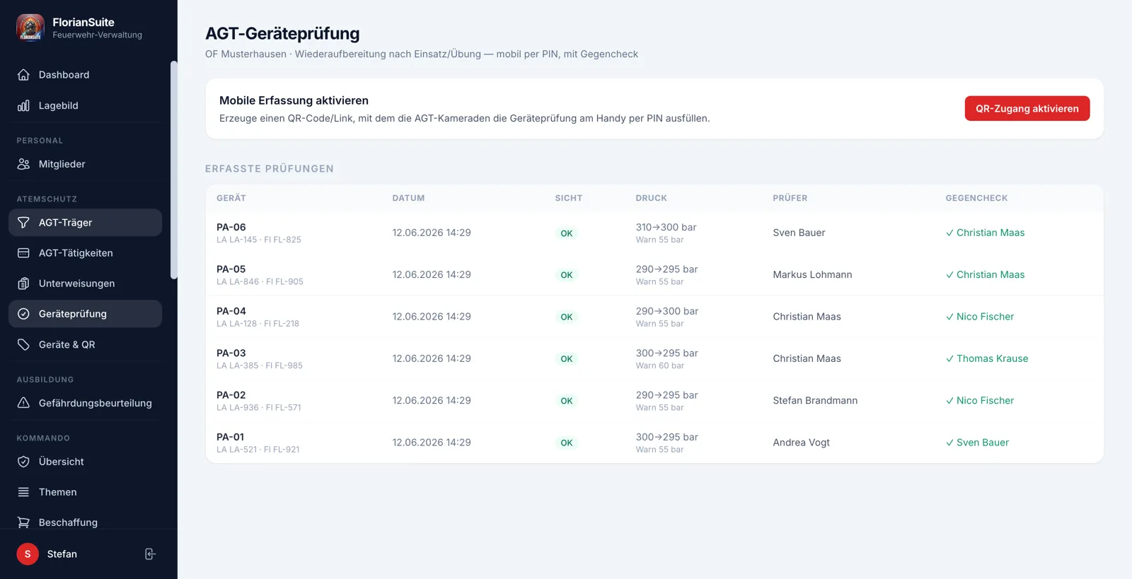 Geräteprüfung — mobil per PIN, mit Gegencheck